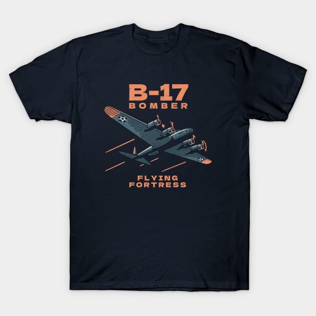 B-17 Bomber WW2 Plane Retro T-Shirt by Distant War